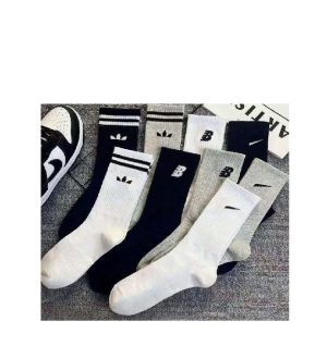 9 Pairs Of All-Cotton Mid-Calf, Short, Long, High-Cut Sports Socks