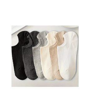 6 Pairs Solid Pinstripe Boat Socks