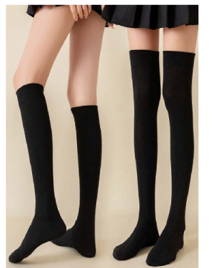 2 Pairs Women Over-The-Knee Black