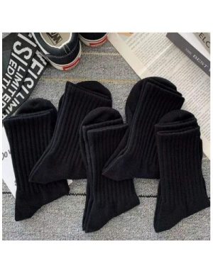 3 Pairs Of Men's Solid Colour Mid-Calf Socks (Black)