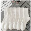 9 Pairs Of Men's Solid Colour Mid-Calf Socks (White)