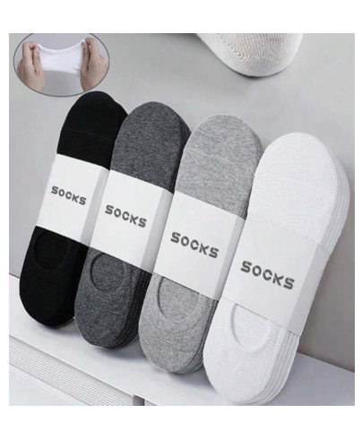 4 Pairs Men's Summer Invisible Socks (Black)